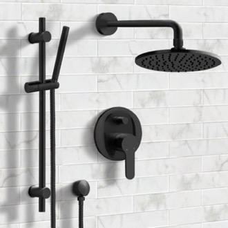 Shower Faucet Matte Black Rain Shower System with Handheld, Rain Shower Head, Shower Faucet Set Remer SFR40